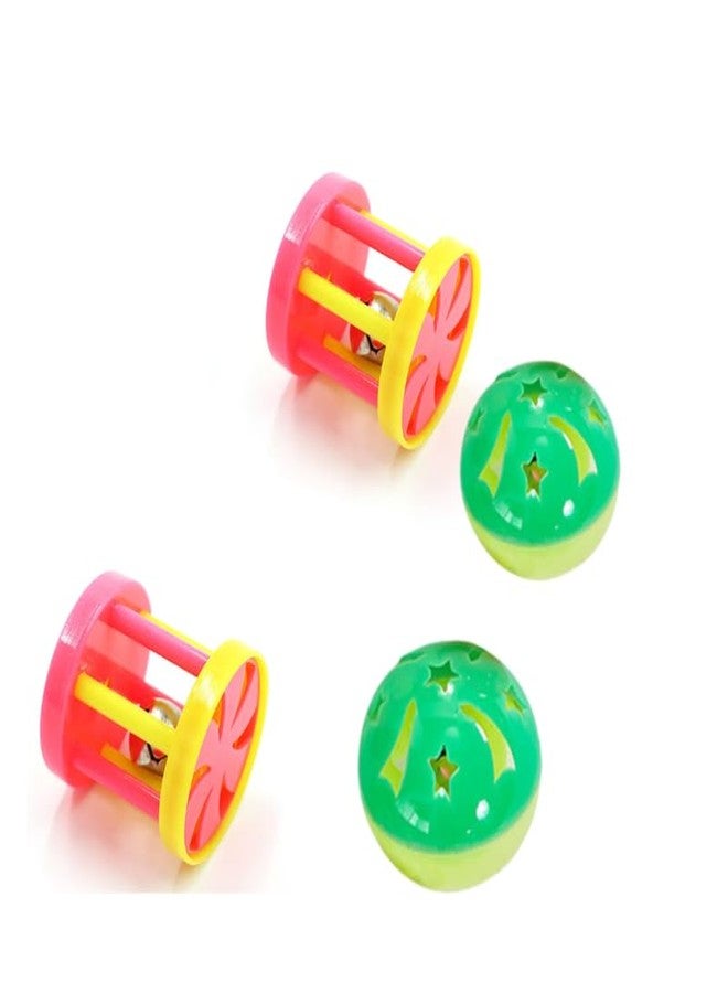 KittuPet Cat Toy Balls,Plastic Ball Cat Toys,Cat Bell Ball,Lattice Balls with Bell Jingle Kitten Toy,Cat Kitten Play Balls for Indoor Kitten Pet Chase Pounce Rattle Play Toys,Random Color 4 pcs Pack - Image 1